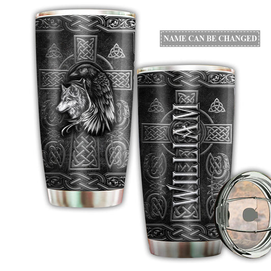 Viking And Wolf Stronger With Dark Personalized 20 Oz Tumbler