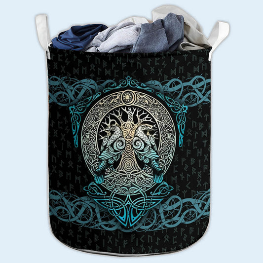 M: 21.65"x15.75" (55x40 cm) Viking Raven Mysterious Style - Laundry Basket - Owls Matrix LTD