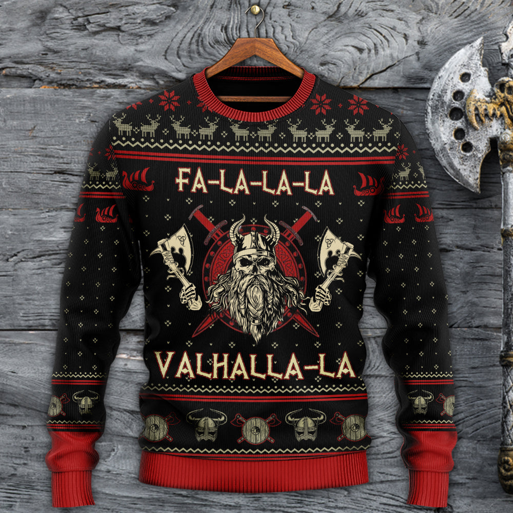 Viking Valhalla Black And Red Style – Sweater - Ugly Christmas Sweater