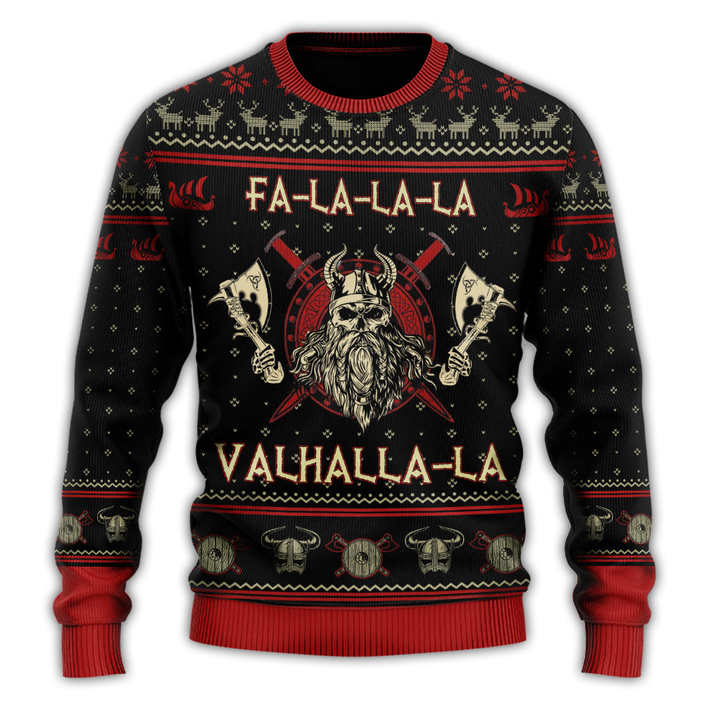 Viking Valhalla Black And Red Style – Sweater - Ugly Christmas Sweater