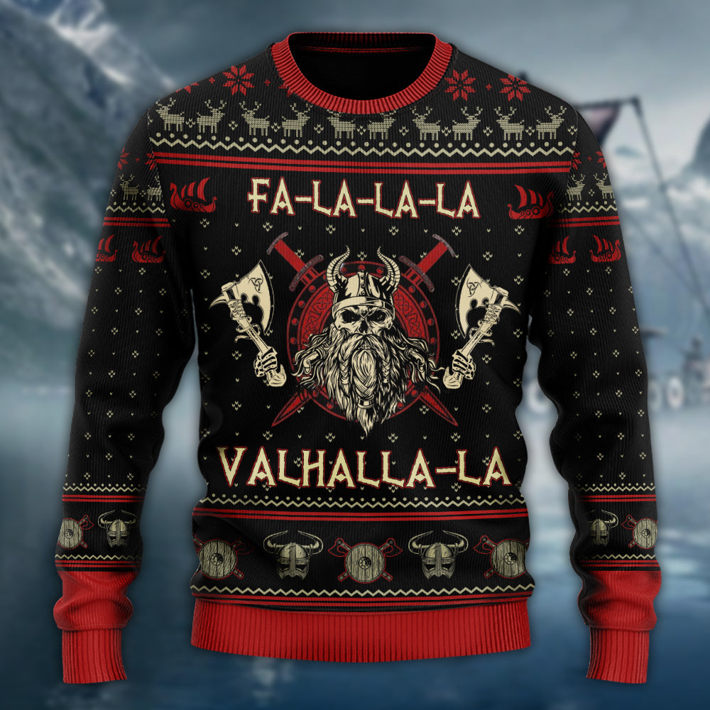 Viking Valhalla Black And Red Style – Sweater - Ugly Christmas Sweater