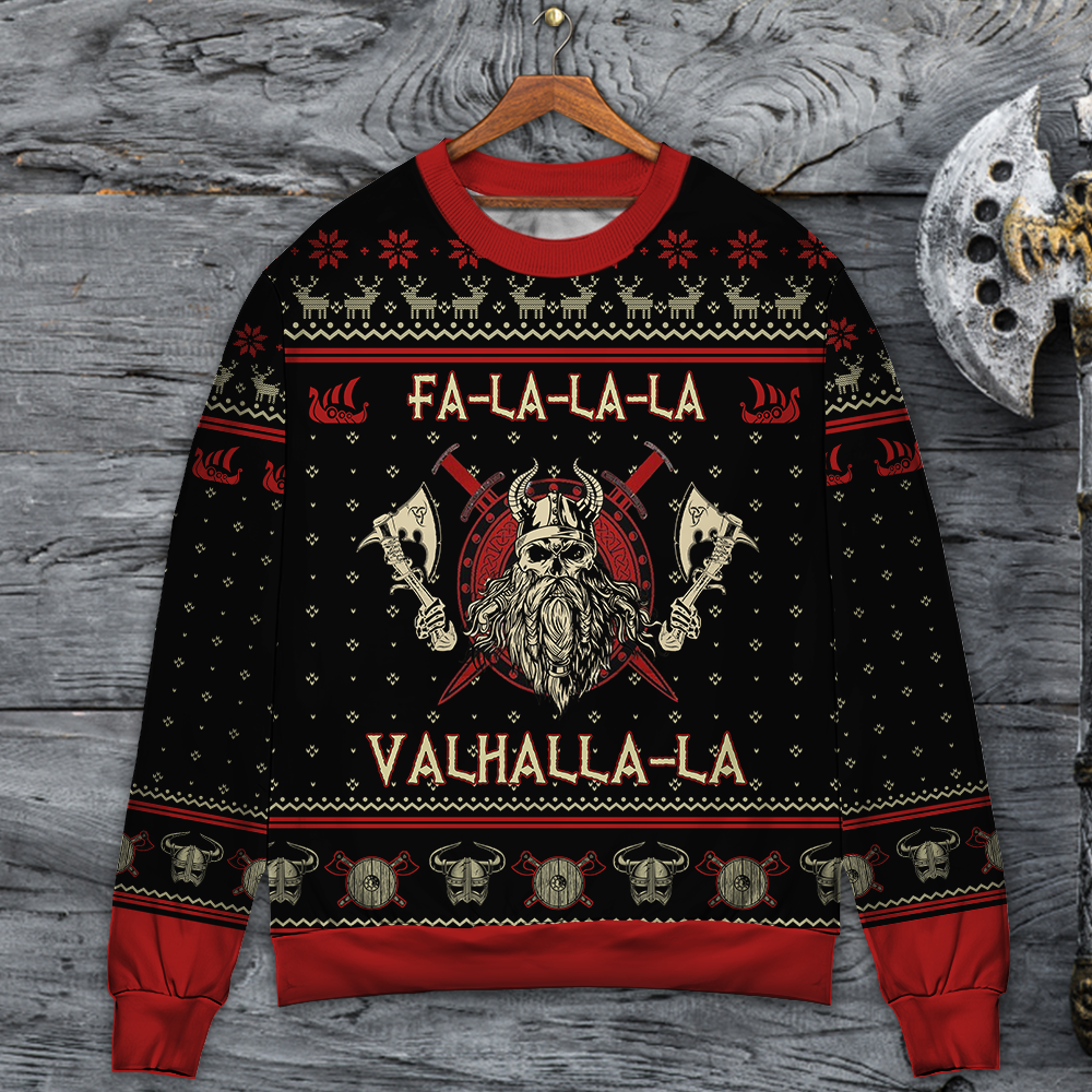 Viking Valhalla Black And Red Style – Sweater - Ugly Christmas Sweater