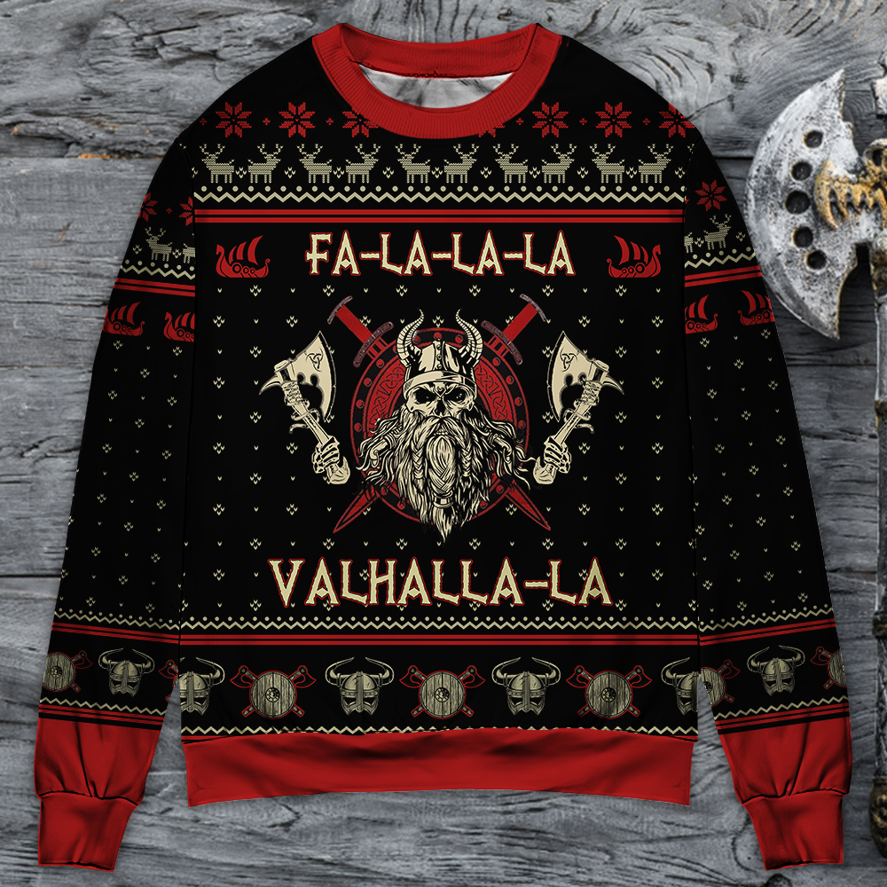 Viking Valhalla Black And Red Style – Sweater - Ugly Christmas Sweater