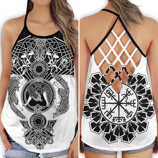 Viking Wolf Black And White Power - Hollow Tank Top
