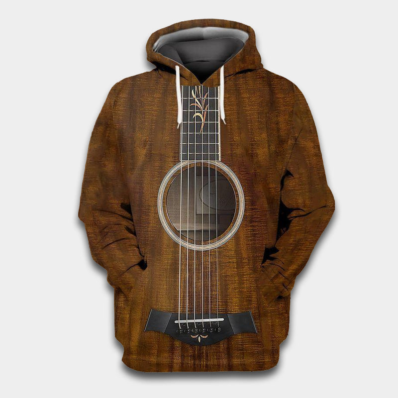Vintage Guitar Makes Me Happy Art – 3D Hoodie