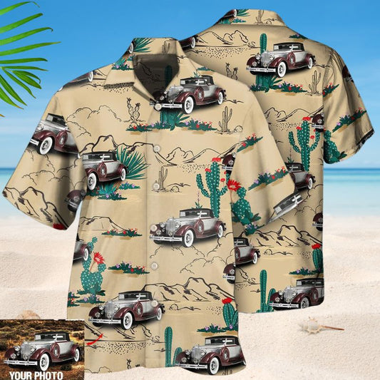 Vintage Car Desert Basic Photo Style – Hawaiian Shirt