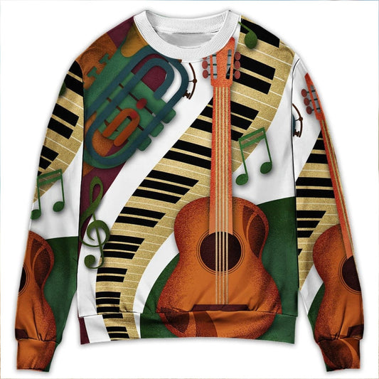 Vintage Classic Guitar Musician Style – Sweater - Ugly Christmas Sweater