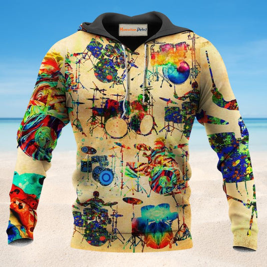Vintage Drum Yellow Music - 3D Hoodie