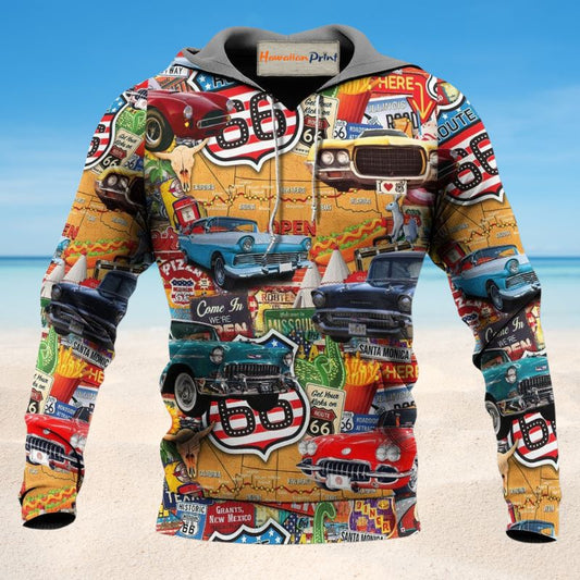 Vintage Route 66 Road Trip - 3D Hoodie