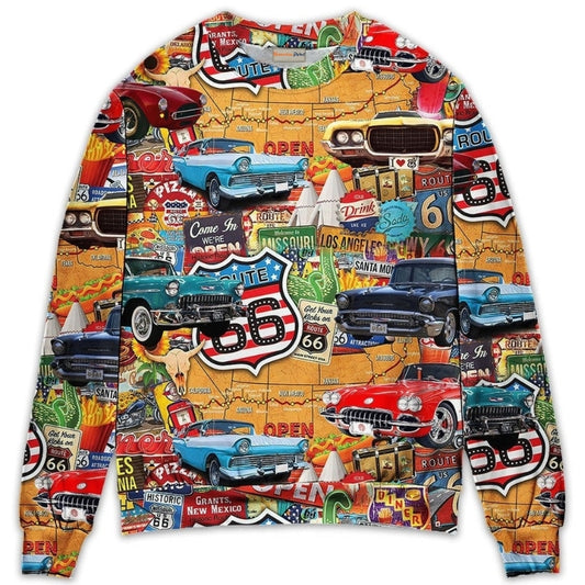Vintage Route 66 Road Trip – Sweater - Ugly Christmas Sweater