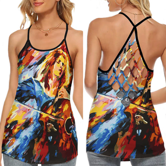 Violin Her Soul Her Life Harmony - Hollow Tank Top