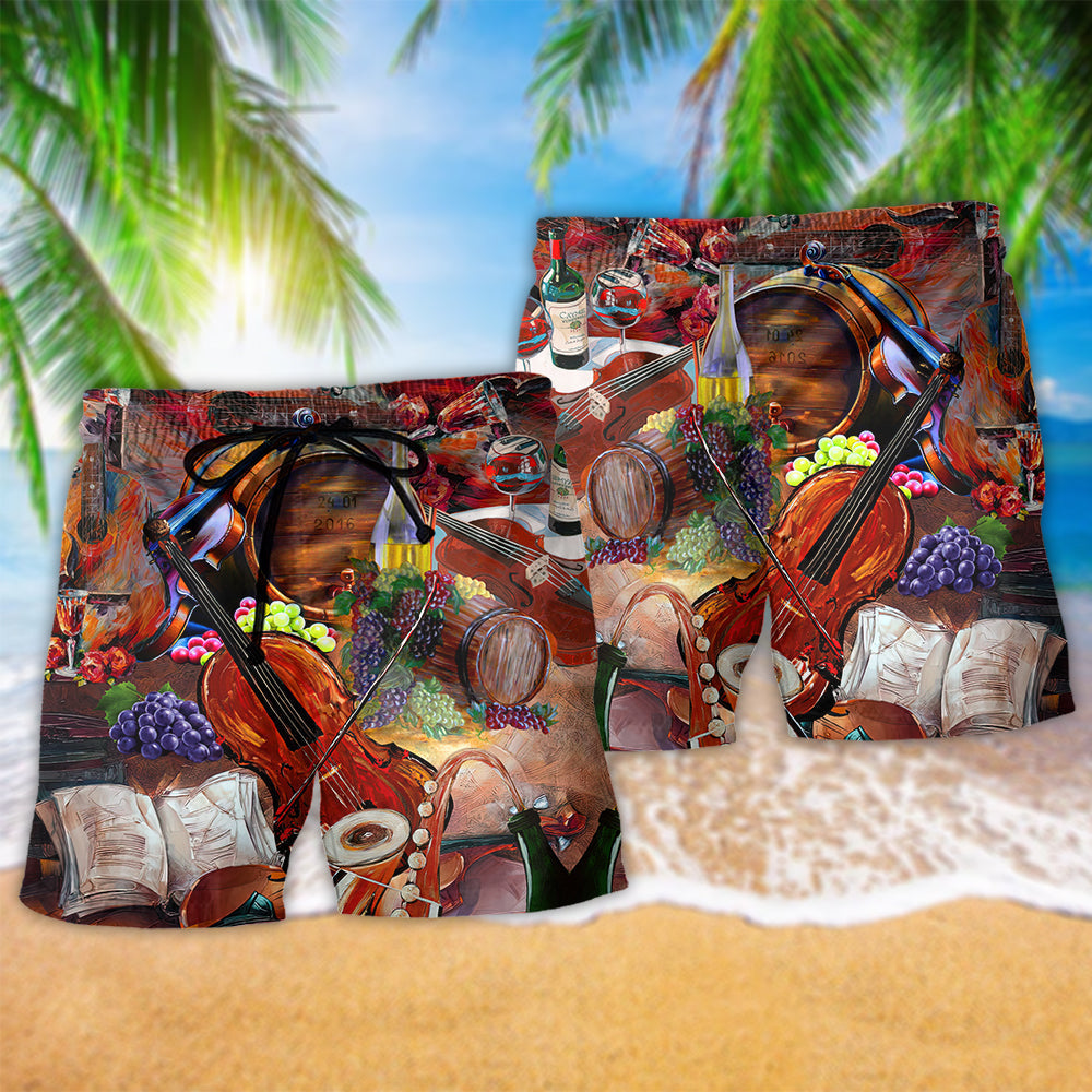 Violin Melody Silence Poetic Music Art – Beach Short