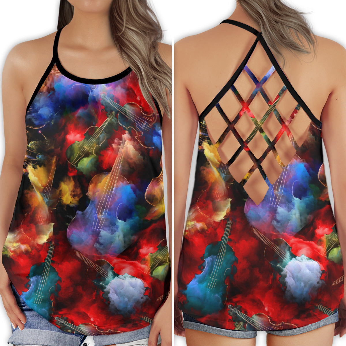 Violin Love Amazing Melody Touch - Hollow Tank Top