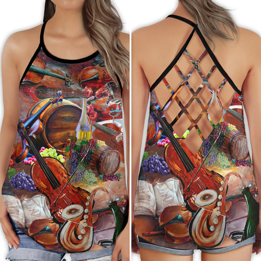 Violin One Life One Love Vibes - Hollow Tank Top