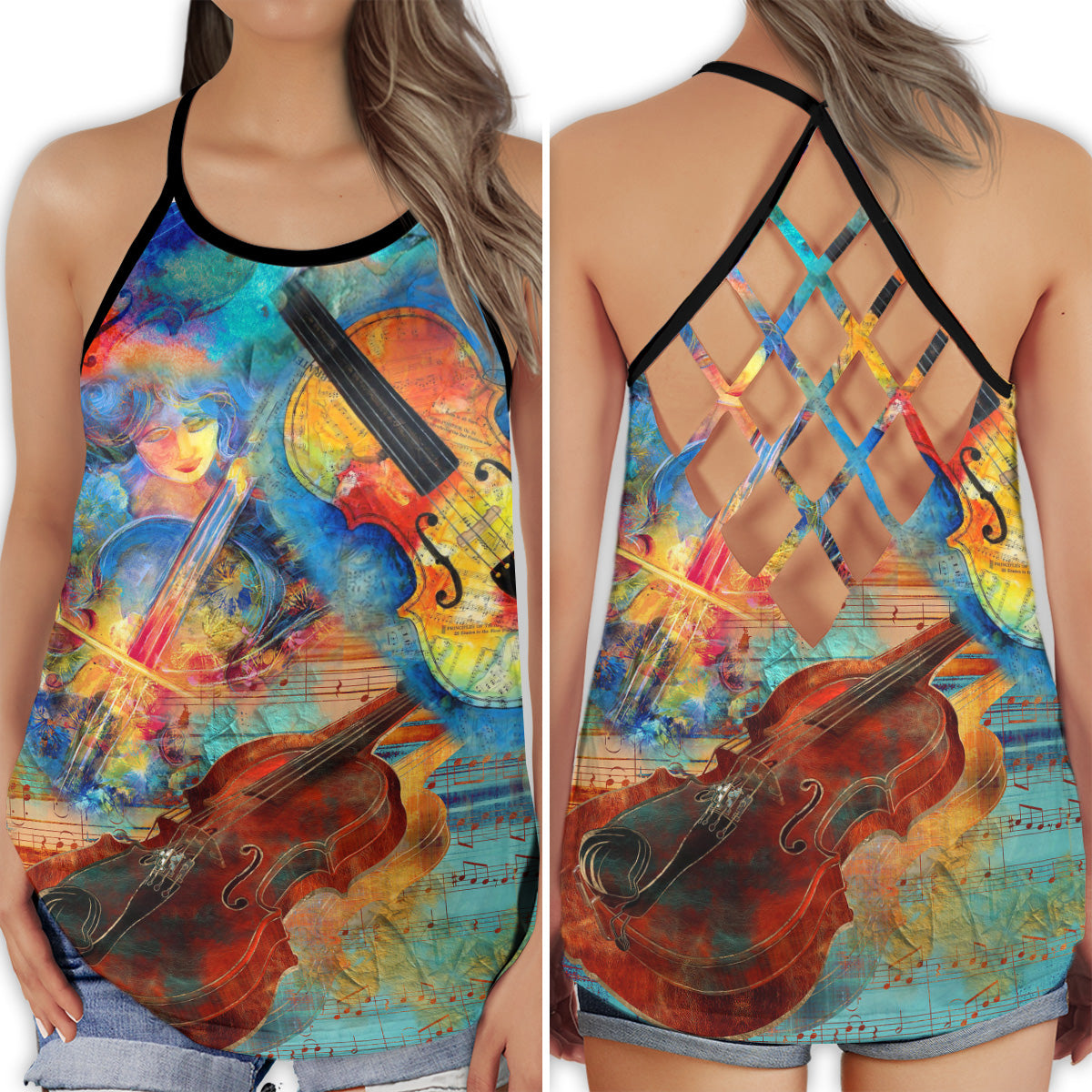 Violin Love My Soul Melody Vibes - Hollow Tank Top
