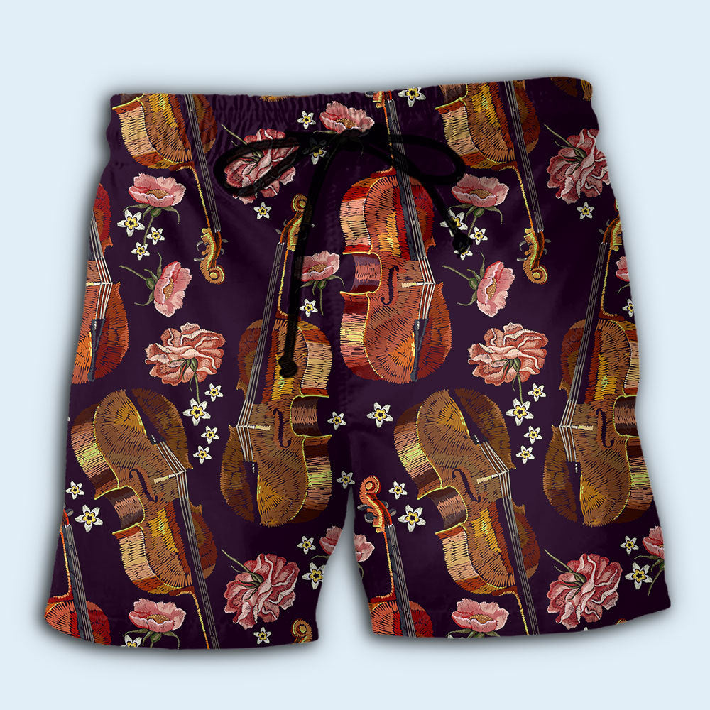 Violin Music Floral Lover Art – Beach Short
