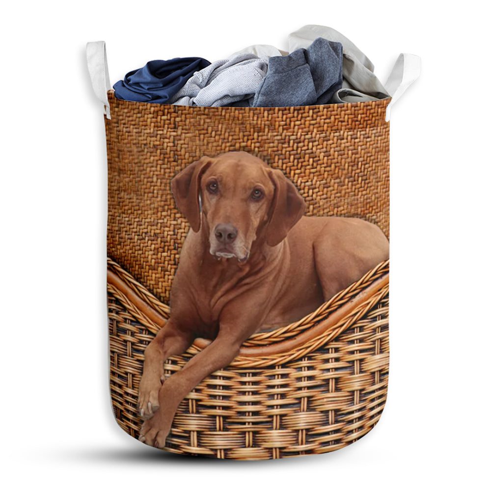S: 17.72”x13.78” (45x35 cm) Vizsla Dog Rattan Teaxture - Laundry Basket - Owls Matrix LTD