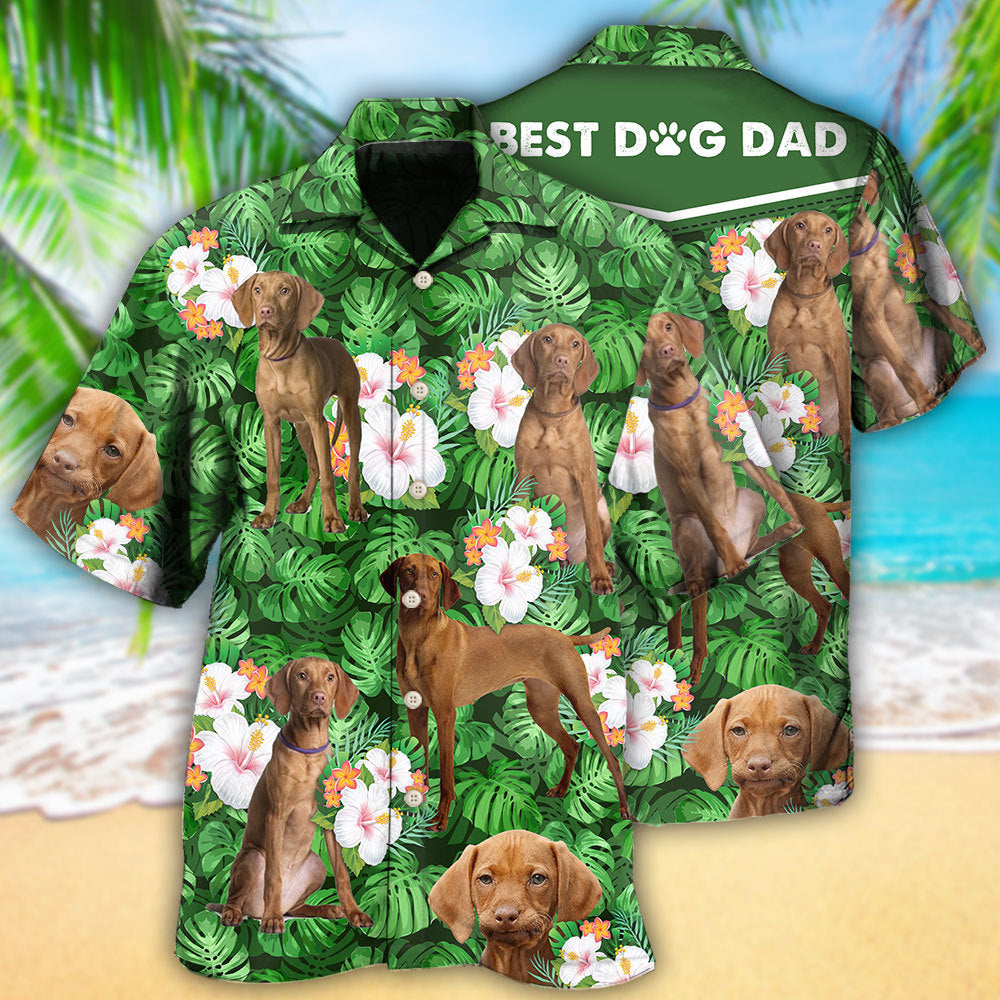 Vizsla Best Dog Dad Tropical Leaf Style – Hawaiian Shirt