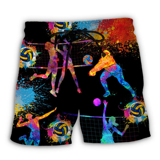Volleyball Colorful Art Mix – Beach Short