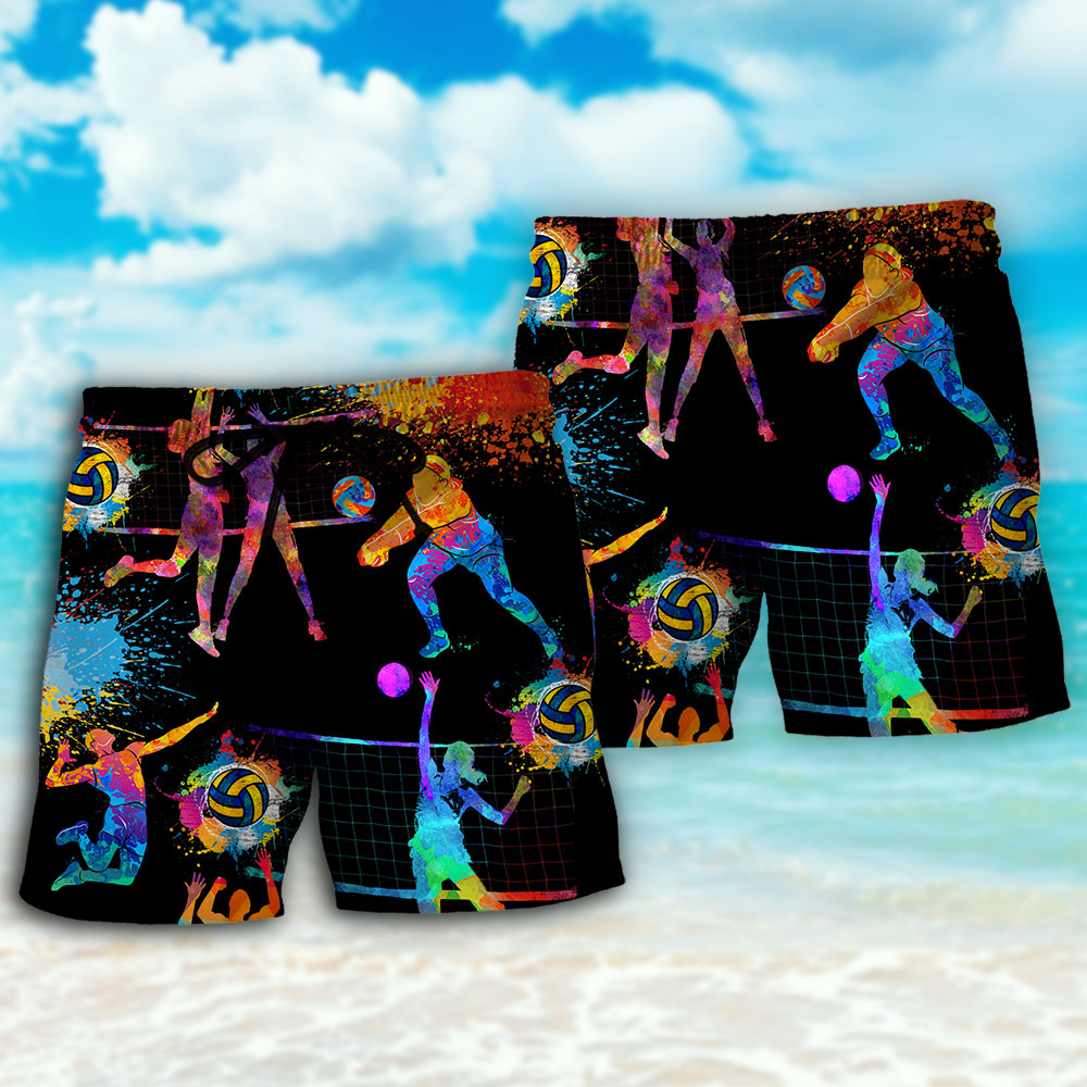 Volleyball Colorful Art Mix – Beach Short