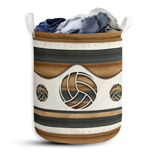 Volleyball Wood Color - Laundry Basket