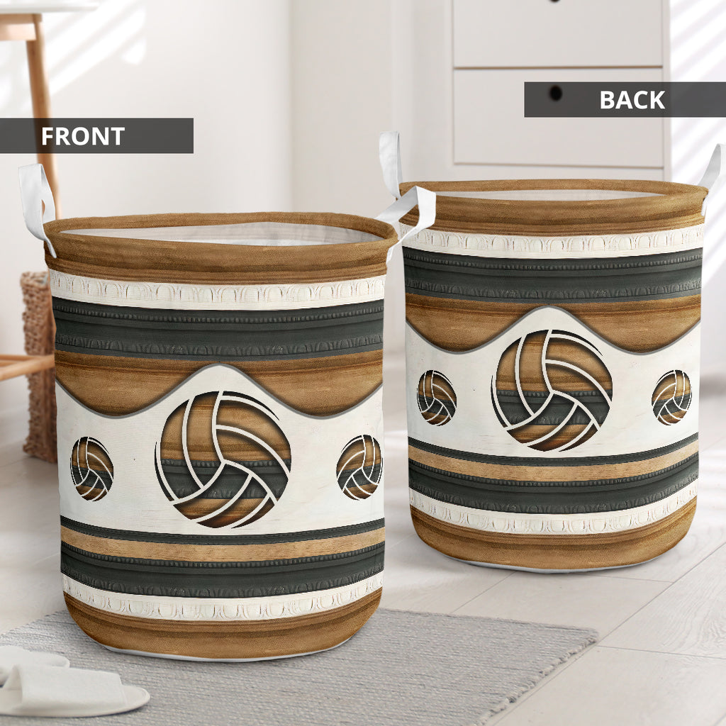 Volleyball wood color - Laundry basket-Owls Matrix