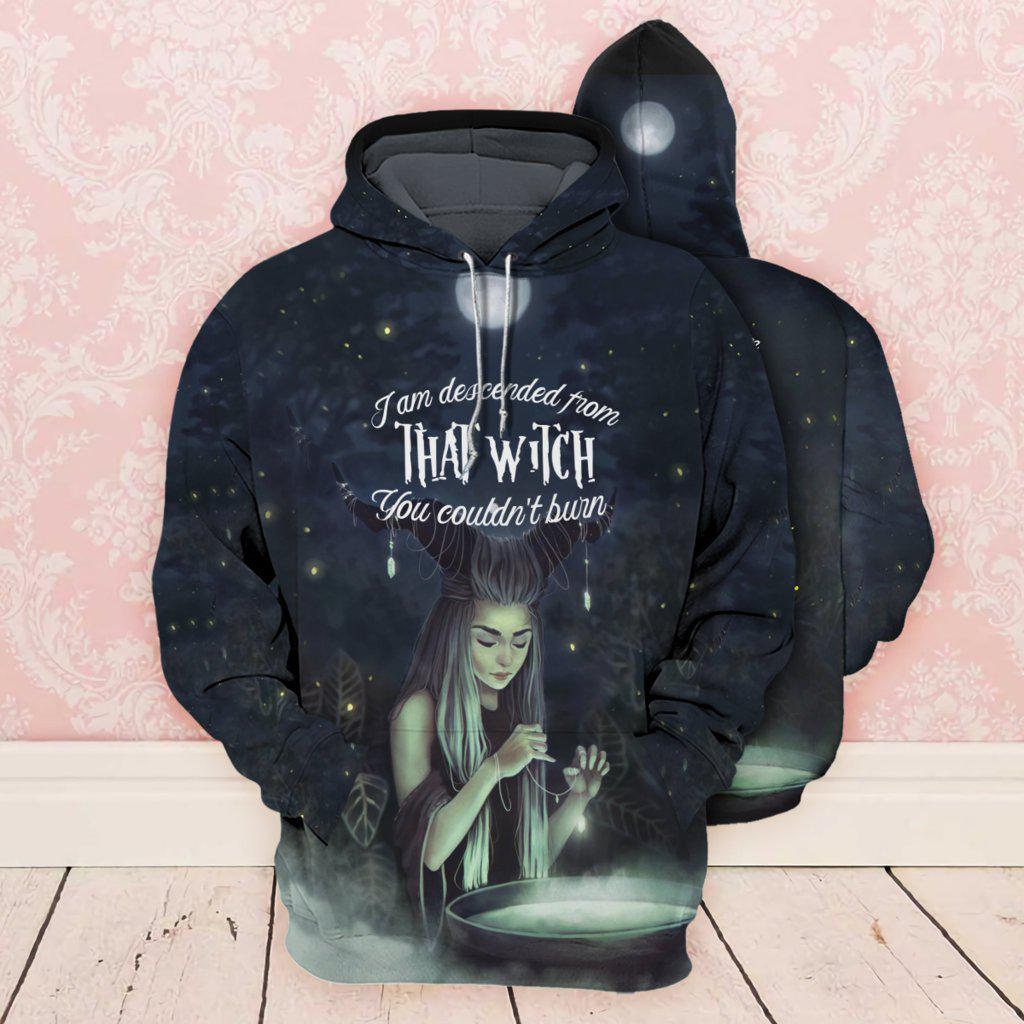 Witch You Couldnt Burn Quote Art - 3D Hoodie
