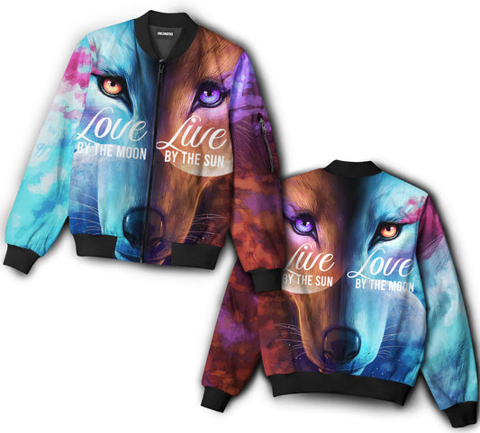 Wolf love by the moon - Bomber jacket - BOMJ03TNH010921-Owls Matrix