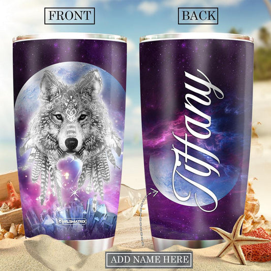 Wolf Loves Moon Personalized 20 Oz Tumbler For Hot Cold Drinks And Travel