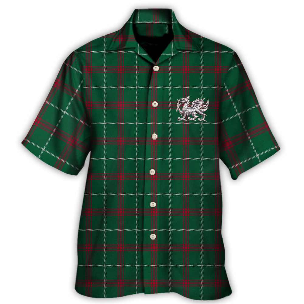 Tartan Wales Flag Green Color - Hawaiian Shirt