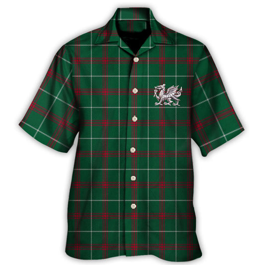 Tartan Wales Flag Green Color - Hawaiian Shirt
