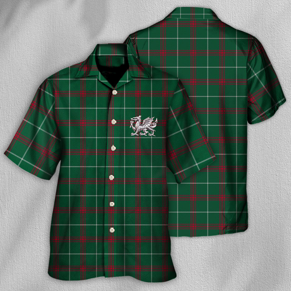 Tartan Wales Flag Green Color - Hawaiian Shirt