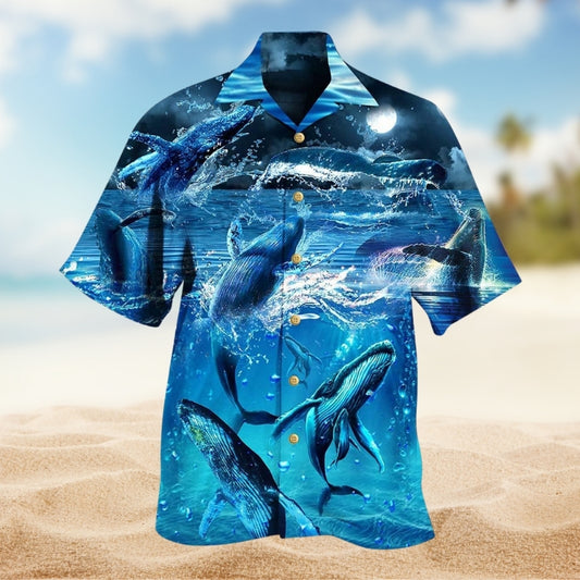 Whale Love Ocean Blue Limited Edition – Hawaiian Shirt