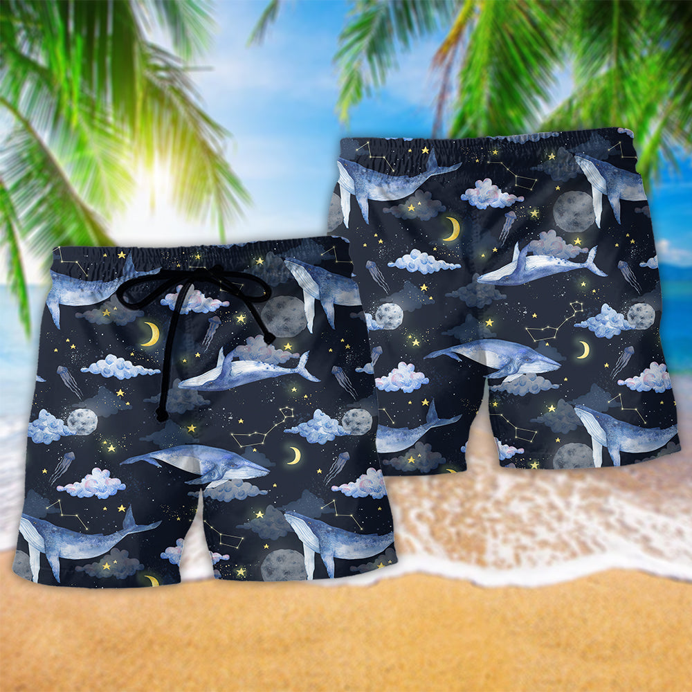Whale Galaxy Night Sky Art - Beach Short