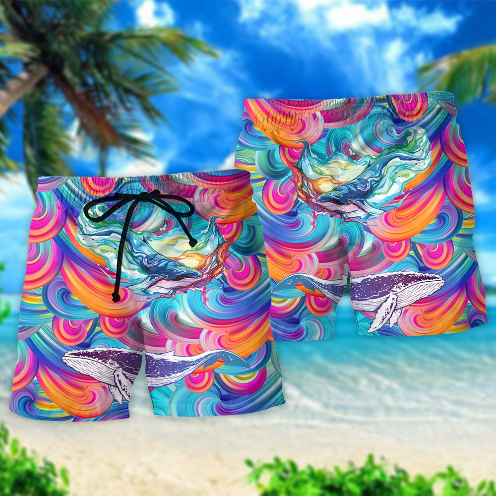 Colorful Whale Love Ocean – Beach Short