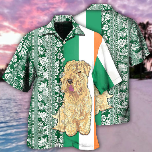 Wheaten Terrier Tropical Leaf Style – Hawaiian Shirt