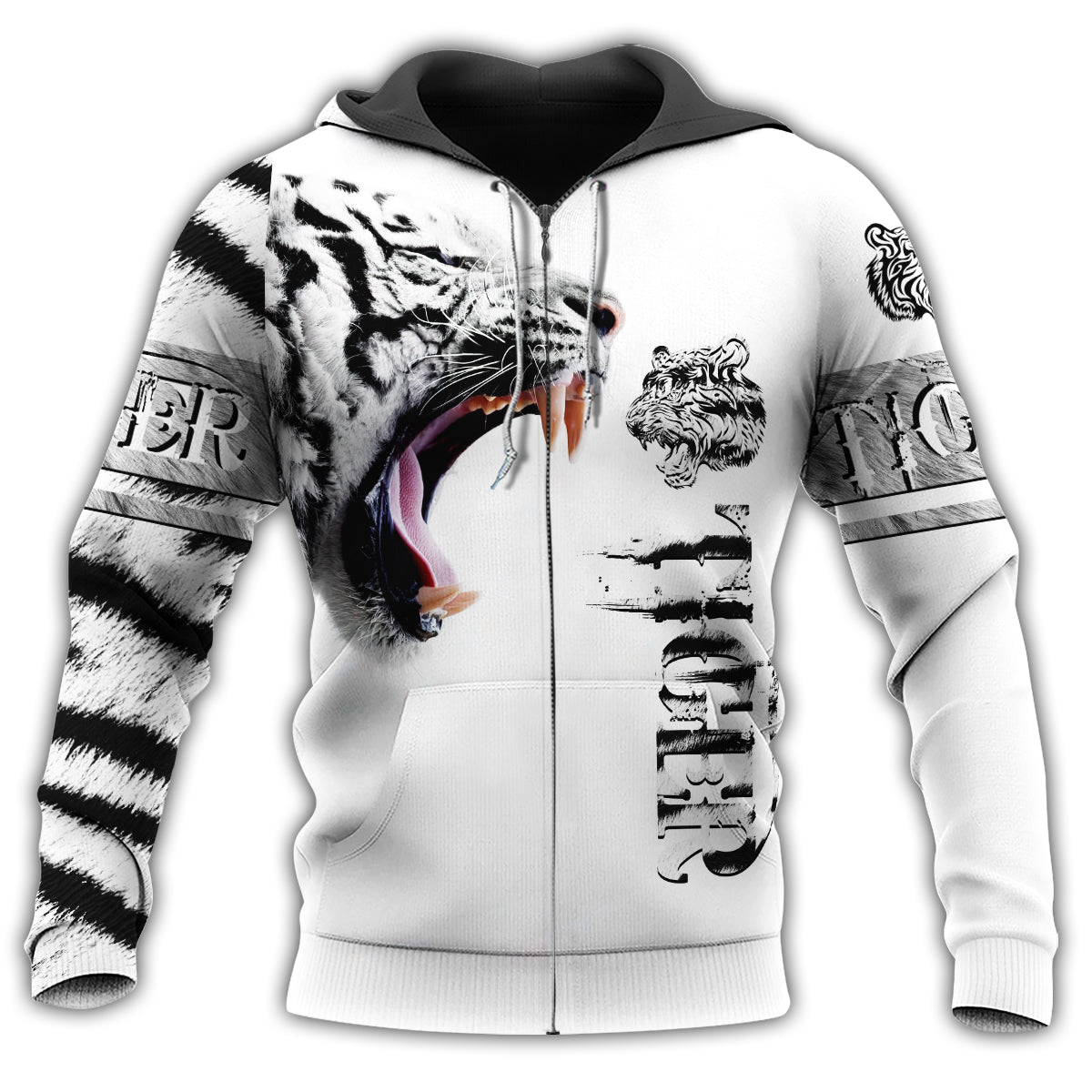White Tiger Skin Powerful Style - 3D Hoodie