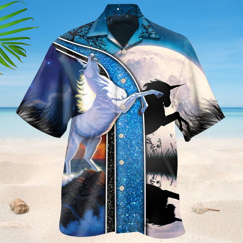White Unicorn Moonlight Style – Hawaiian Shirt