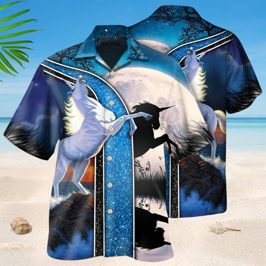 White Unicorn Moonlight Style – Hawaiian Shirt