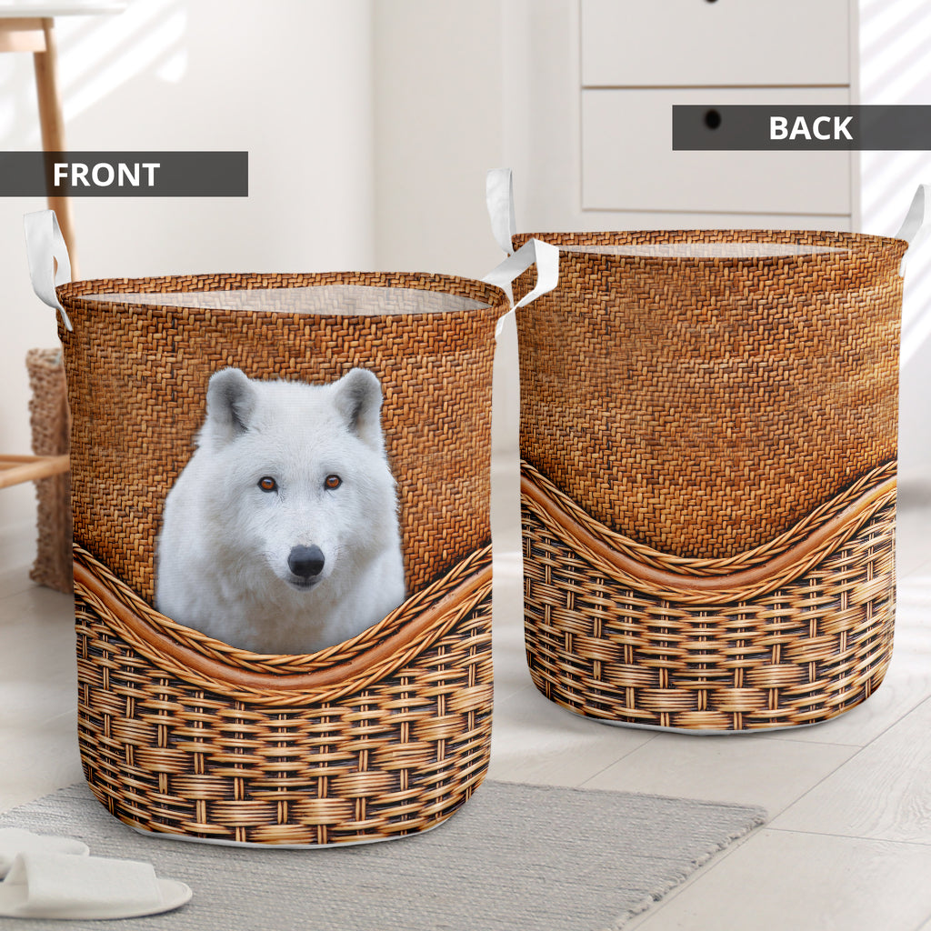 White wolf rattan teaxture - Laundry basket-Owls Matrix