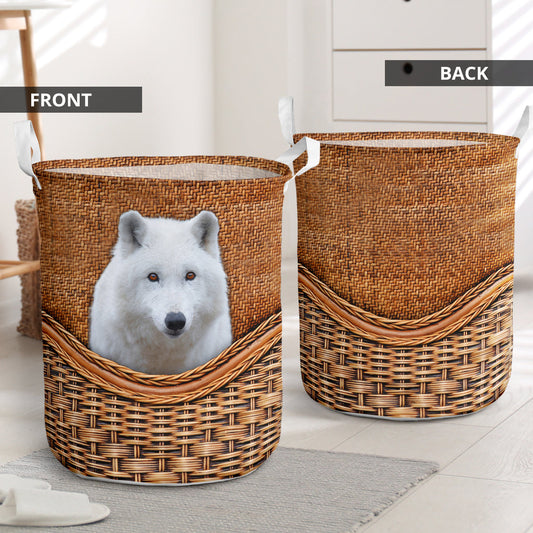 White wolf rattan teaxture - Laundry basket-Owls Matrix