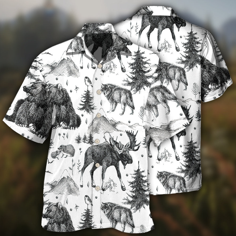 Wild Animals Black And White Style – Hawaiian Shirt