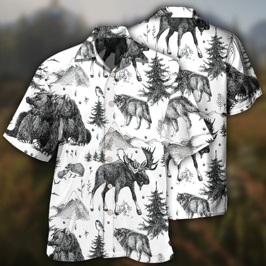 Wild Animals Black And White Style – Hawaiian Shirt