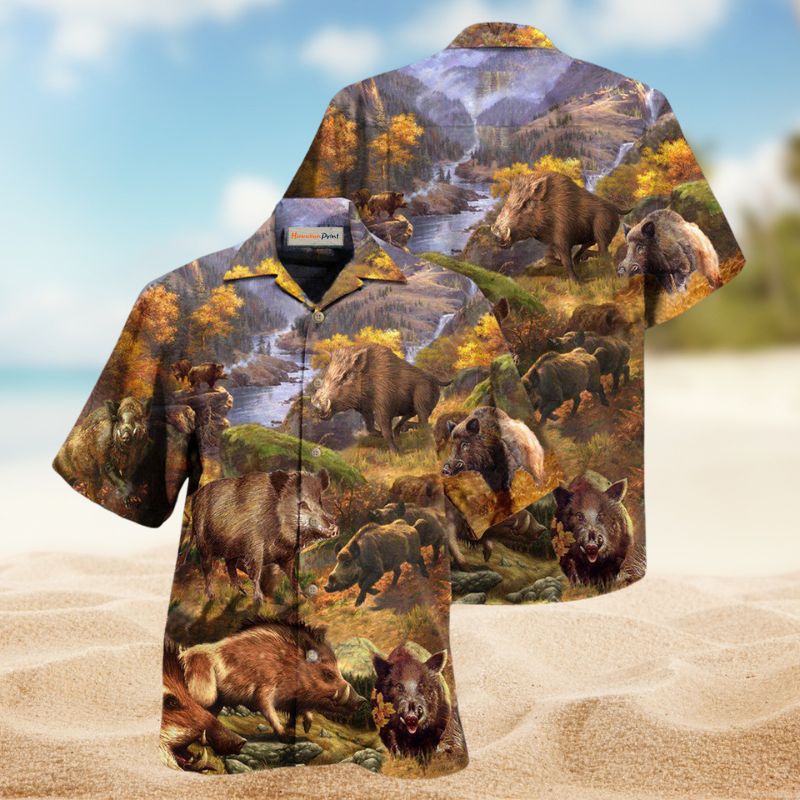 Wild Boar Hog Hunters Night Long – Hawaiian Shirt
