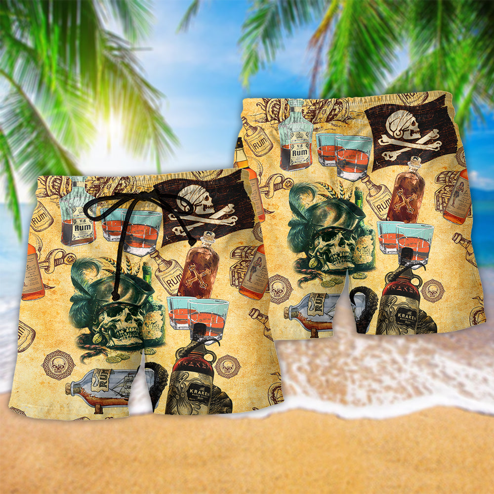 Wine And Skull Cool Style - Beach Short