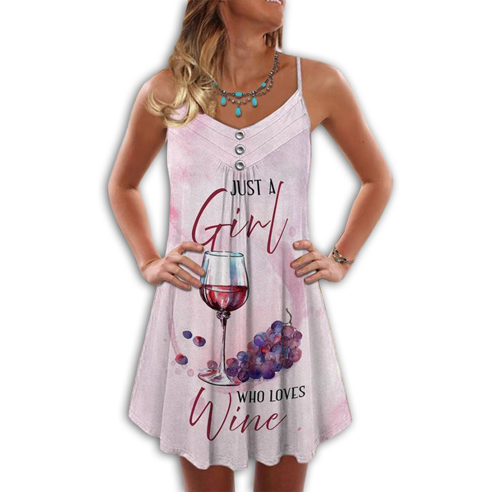 Girl Who Loves Wine Summer – Women's Summer Sleeveless V-Neck Camisole Dress