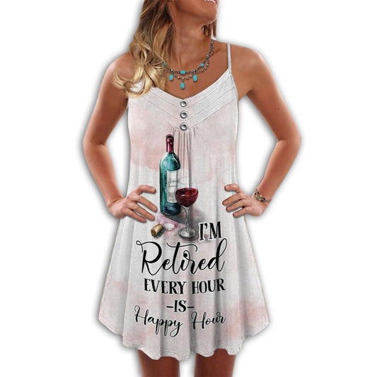 Retired And Loving Wine – Women's Summer Sleeveless V-Neck Camisole Dress