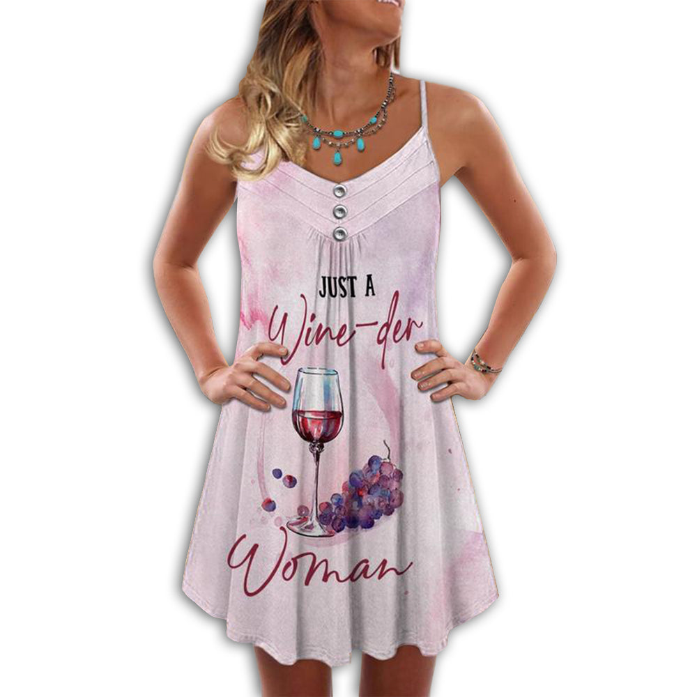 Just A Girl Who Loves Wine – Women's Summer Sleeveless V-Neck Camisole Dress