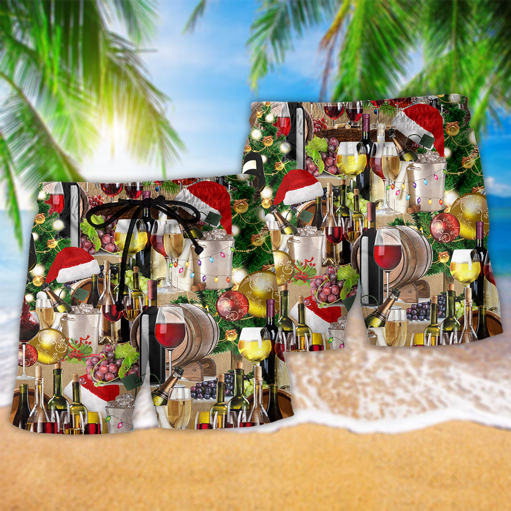 Christmas Night Wine Grape Art – Beach Short