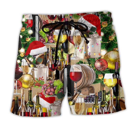 Christmas Night Wine Grape Art – Beach Short